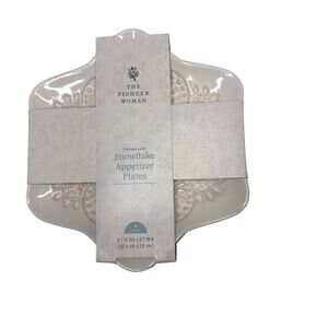 Pioneer Woman Vintage Lace Snowflake Appetizer Plates 8.1” Diameter Stoneware